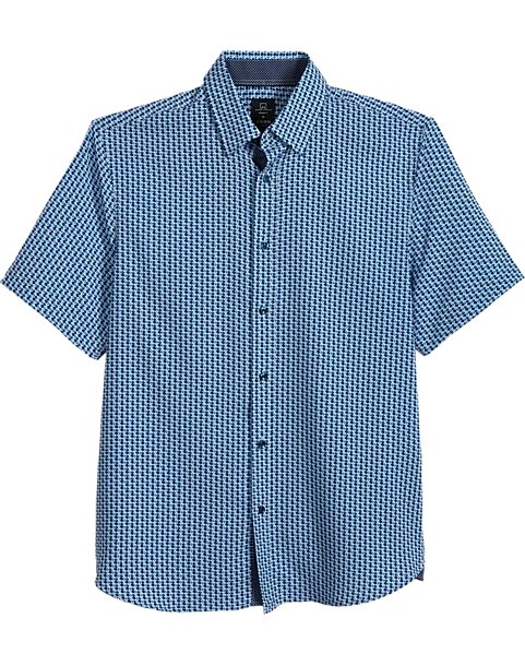 Michael Strahan Modern Fit 4-Way Stretch Short Sleeve Sport Shirt, Blue Oval 1 Michael Strahan Modern Fit 4-Way Stretch Short Sleeve Sport Shirt, Blue Oval