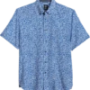 Michael Strahan Modern Fit 4-Way Stretch Short Sleeve Sport Shirt, Blue Floral