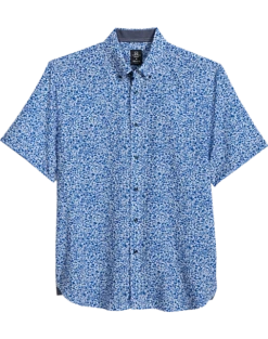 Michael Strahan Modern Fit 4-Way Stretch Short Sleeve Sport Shirt, Blue Floral