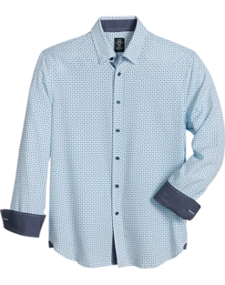 Michael Strahan Modern Fit Spread Collar 4-Way Stretch Sport Shirt, White Diamond Dot