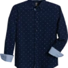 Michael Strahan Modern Fit Button-Down Collar 4-Way Stretch Sport Shirt, Navy Stars