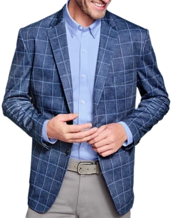 Johnston & Murphy Modern Fit XC Flex Knit Blazer, Blue Windowpane