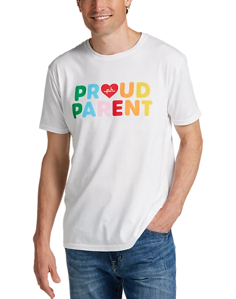The Phluid Project Classic Fit Proud Parent Graphic Crew, White 1 The Phluid Project Classic Fit Proud Parent Graphic Crew, White