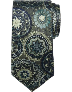 Joseph Abboud Narrow Tie, Olive Medallion