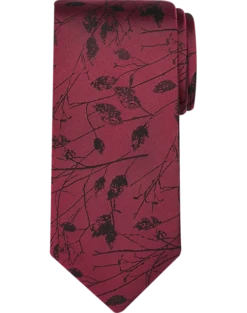 Pronto Uomo Narrow Tie, Burgundy Marsh Twigs