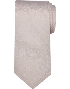 Pronto Uomo Narrow Tie, Taupe Paisley